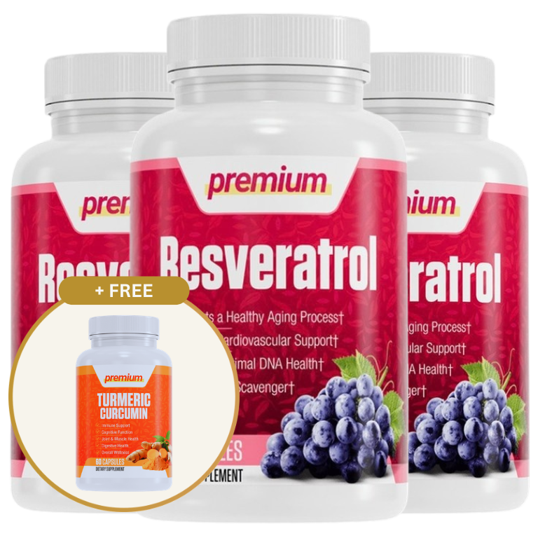 Three bottles of Resveratrol Premium and one bottle of Turmeric Curcumin